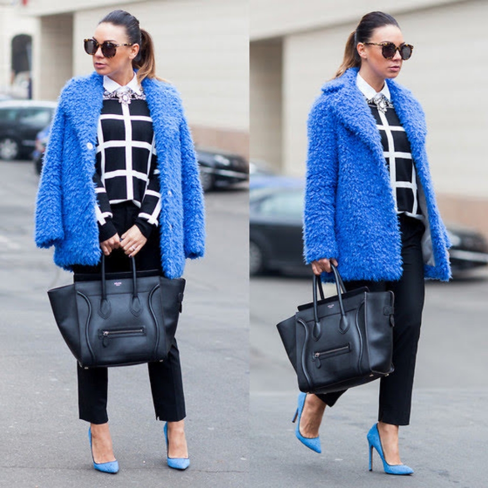 Fuzzy colbalt blue topshop jacket